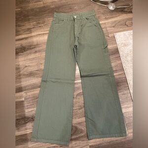 Green Cargo Wide Leg Pants